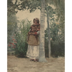 【オーダー油絵 】ウィンスロー・ホーマー ヤシの木の下で 【選べるサイズ／選べる額縁付】