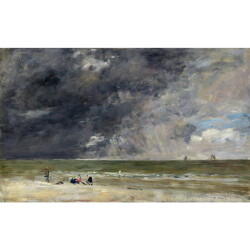 【オーダー油絵 】ウジェーヌ・ブーダン トルーヴィルの浜辺 【選べるサイズ／選べる額縁付】