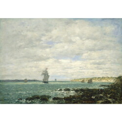 【オーダー油絵 】ウジェーヌ・ブーダン ブルターニュ半島の海岸 【選べるサイズ／選べる額縁付】