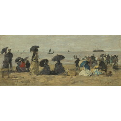 【オーダー油絵 】ウジェーヌ・ブーダン 浜辺 【選べるサイズ／選べる額縁付】