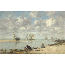 【オーダー油絵 】ウジェーヌ・ブーダン トルーヴィル近くの洗濯女 【選べるサイズ／選べる額縁付】