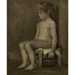  座った少女の裸像習作