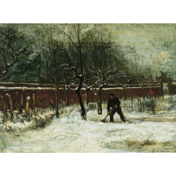  雪の中のニュネンの牧師館の庭