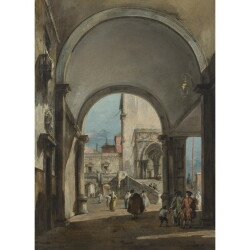 【オーダー油絵 】 フランチェスコ・グアルディ 建築の気ままな風景 【選べるサイズ／選べる額縁付】