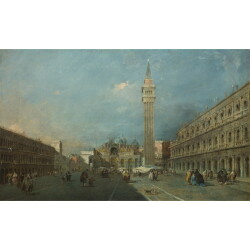 【オーダー油絵 】 フランチェスコ・グアルディ ヴェネツィア、サン・マルコ広場 【選べるサイズ／選べる額縁付】