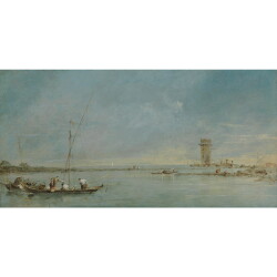 【オーダー油絵 】 フランチェスコ・グアルディ マルゲラの塔とヴェネツィアの潟の眺め 【選べるサイズ／選べる額縁付】