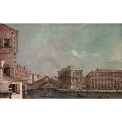 【オーダー油絵 】 フランチェスコ・グアルディ 大運河に架かるリアルト橋 【選べるサイズ／選べる額縁付】
