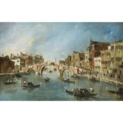 【オーダー油絵 】 フランチェスコ・グアルディ カンナレージョ運河 【選べるサイズ／選べる額縁付】