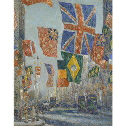 【オーダー油絵 】 フレデリック・チャイルド・ハッサム 同盟国の日の大通り、1918年のイギリス 【選べるサイズ／選べる額縁付】