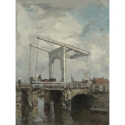 【オーダー油絵 】 ヤコブ・マリス オランダの街のはね橋 【選べるサイズ／選べる額縁付】