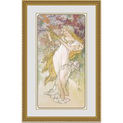 ミュシャ 四季　春　スプリング 額縁付き