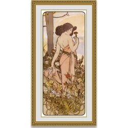 ミュシャ カーネーション 額縁付き