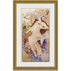 ミュシャ 四季　秋　オータム 額縁付き