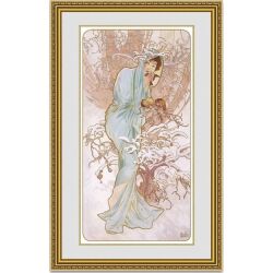 ミュシャ 四季　冬　ウィンター 額縁付き