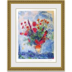 シャガール Bouquet Over Paris 額縁付き