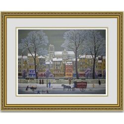 ミッシェルドラクロワ「La Neige sur la Seine」 額縁付き