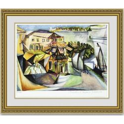 ピカソ ロワイヤンのカフェ 額縁付き