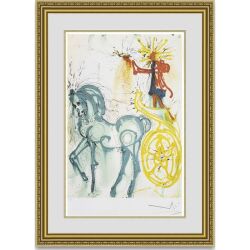 【おすすめ豪華額装】ダリ 「勝利の馬」 面金加工ゴールドと麻布マット、UVカットアクリル仕様