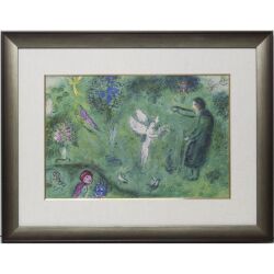 【ヴィンテージアート】1977年 シャガール ダフニスとクロエ フィレータスの果樹園ゴールド面金加工・麻布マット加工付