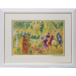 【ヴィンテージアート】1977年 シャガール ダフニスとクロエの結婚式ゴールド面金加工・麻布マット加工付