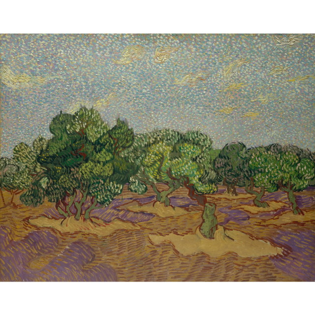 オーダー油絵 】ゴッホ オリーブ畑：淡い青色の空 【選べるサイズ