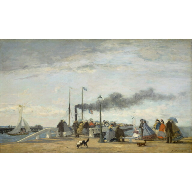 オーダー油絵 】ウジェーヌ・ブーダン トゥルーヴィルでの桟橋と埠頭
