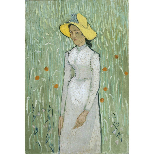 オーダー油絵 】ゴッホ 小麦を背景に立つ若い女性 【選べるサイズ