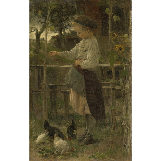 オーダー油絵 】 ヤコブ・マリス 鶏の餌やり 【選べるサイズ／選べる