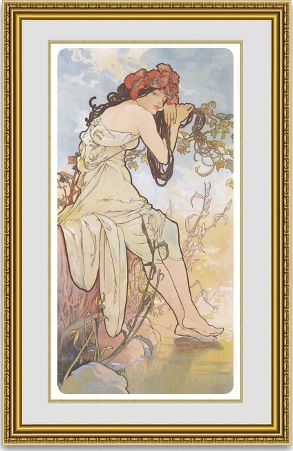 ミュシャ 四季 夏 サマー 額縁付きの購入なら絵画販売のアートギャラリー南青山