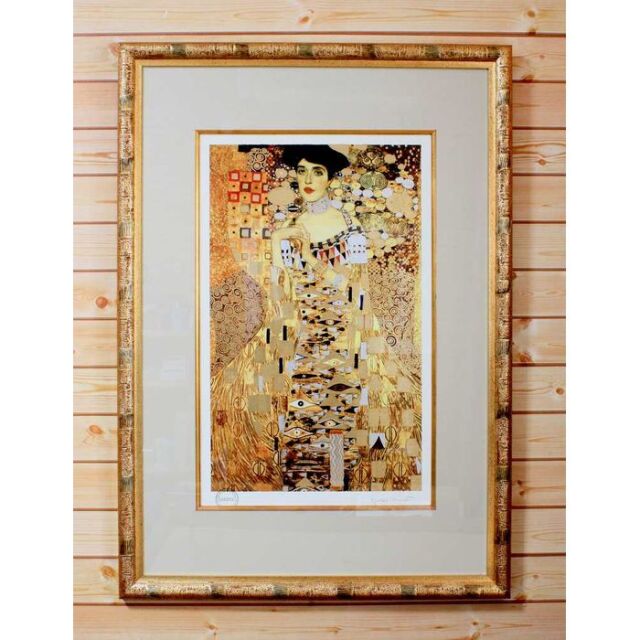 グスタフクリムト作画 絵画 バウアーの肖像 良質キャンバス 豪華 金箔 