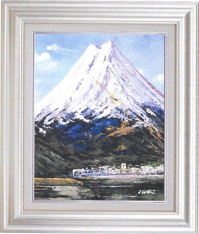 油彩画 岩井景文富士山（タテ） F6 額縁付きの購入なら絵画販売の 