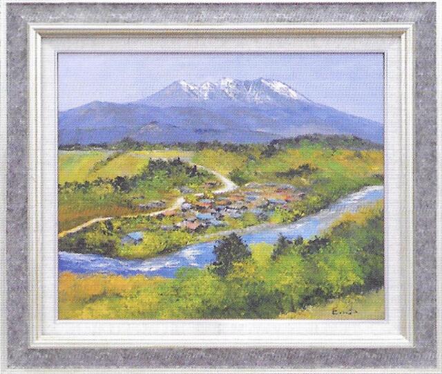 油彩画 遠藤勝御岳開田高原 F10 額縁付きの購入なら絵画販売のアート