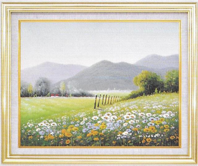油彩画 沢井美里朝の花畑 F6 額縁付きの購入なら絵画販売のアート