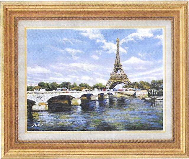 油彩画 岩井景文エッフェル塔 F6 額縁付きの購入なら絵画販売の