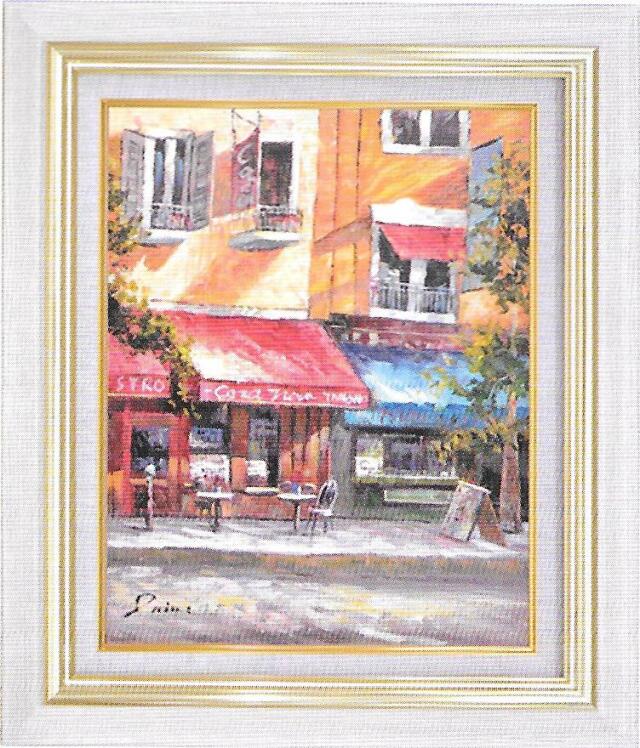 油彩画 山下大希カフェ通り F6 額縁付きの購入なら絵画販売の