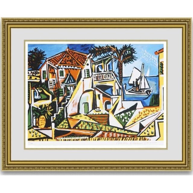 ◎P・ロネット『地中海沿岸の家』油絵☆風景画【新品】 格好よかっ 