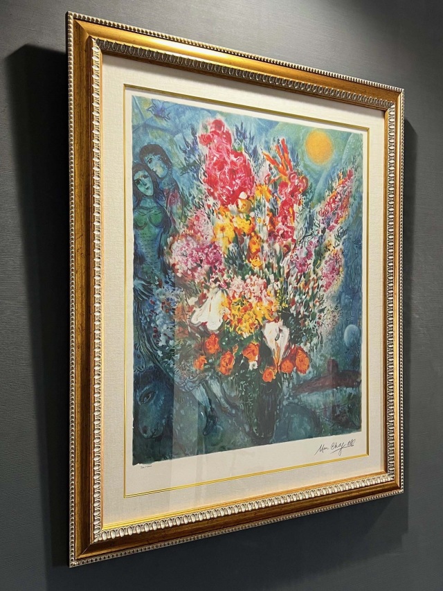 人気作品】マルクシャガール 天に捧げる花束 額縁付き