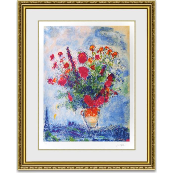シャガール Bouquet Over Paris 額縁付き