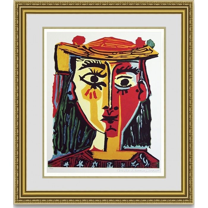 ピカソ 帽子を被った女の胸像 額縁付き