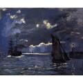 【オーダー油絵 】クロード・モネ 海景（夜の効果） 【選べるサイズ／選べる額縁付】