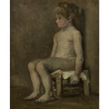  座った少女の裸像習作