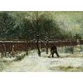  雪の中のニュネンの牧師館の庭