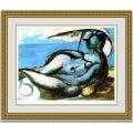 ピカソ Reclining Nude at Beach 額縁付き