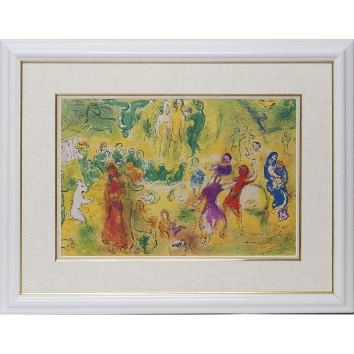 【ヴィンテージアート】1977年 シャガール ダフニスとクロエの結婚式ゴールド面金加工・麻布マット加工付