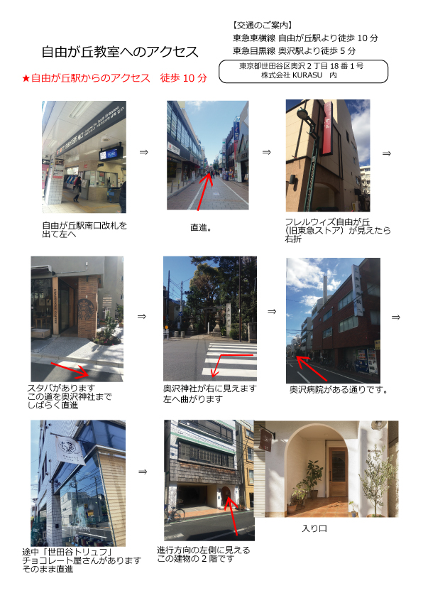 自由が丘駅からのアクセス