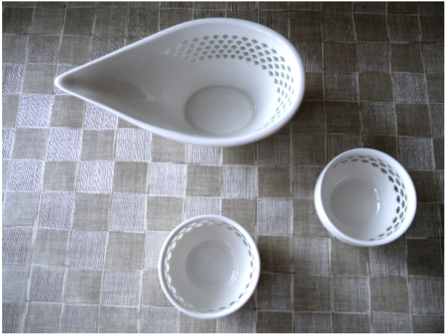 模様の透かしが楽しさを誘う【「蛍手」陶器のセット】片口1個