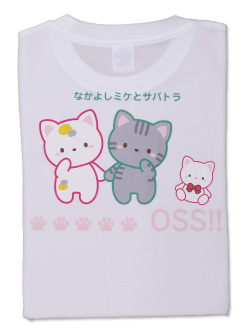 Tシャツ OSS!! ミケとサバトラ 白