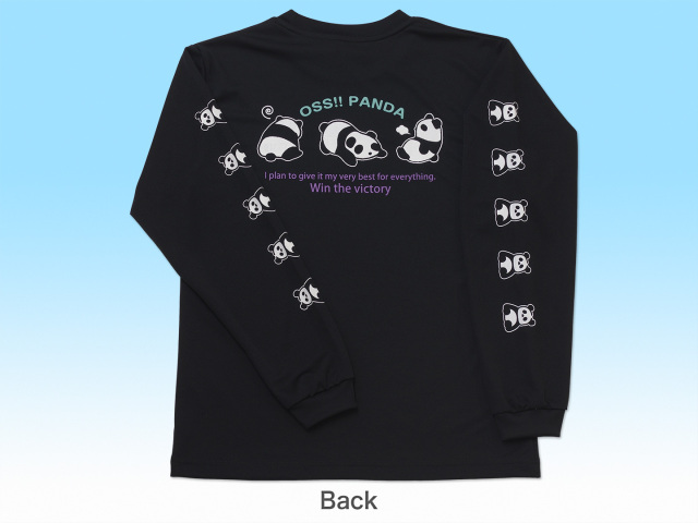 Tシャツ OSS!! パンダ 長袖 黒