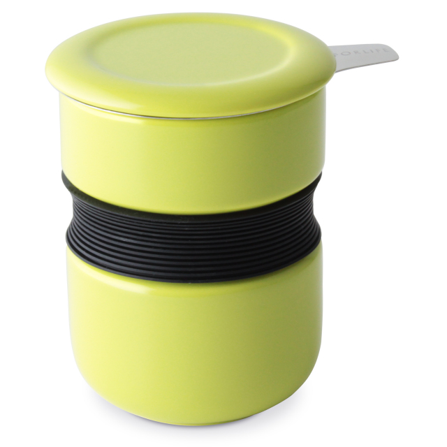 FORLIFEフォーライフ Curveカーブ Asian Style Tea Cupアジアンスタイルティーカップ 383 茶こし付きカップ　ライムグリーン