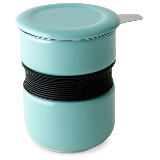 FORLIFEフォーライフ Curveカーブ Asian Style Tea Cupアジアンスタイルティーカップ 383 茶こし付きカップ　ターコイズブルー